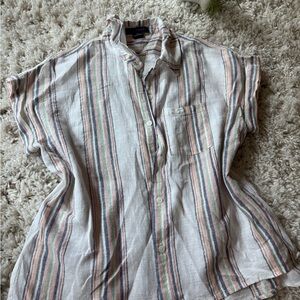 Sanctuary collared simple blue and Pink Striped Button-Down Shirt